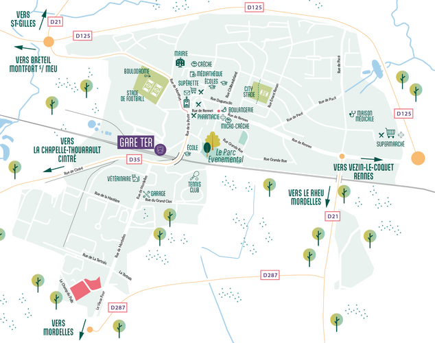 Terrains à vendre à l'Hermitage (35), plan de situation du lotissement le Domaine des songes