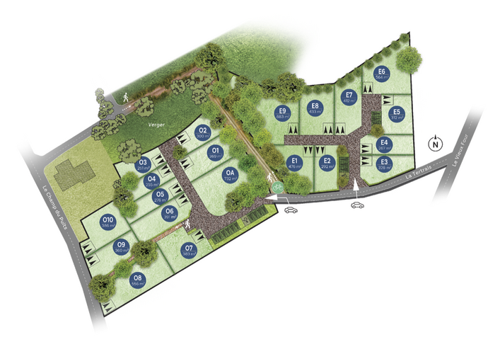 Terrains à vendre à l'Hermitage (35), plan de composition du lotissement le Domaine des songes