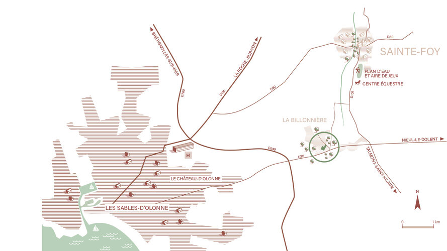 Terrains à vendre à la Sainte Foy, plan de situation du lotissement l'oréee des Sables