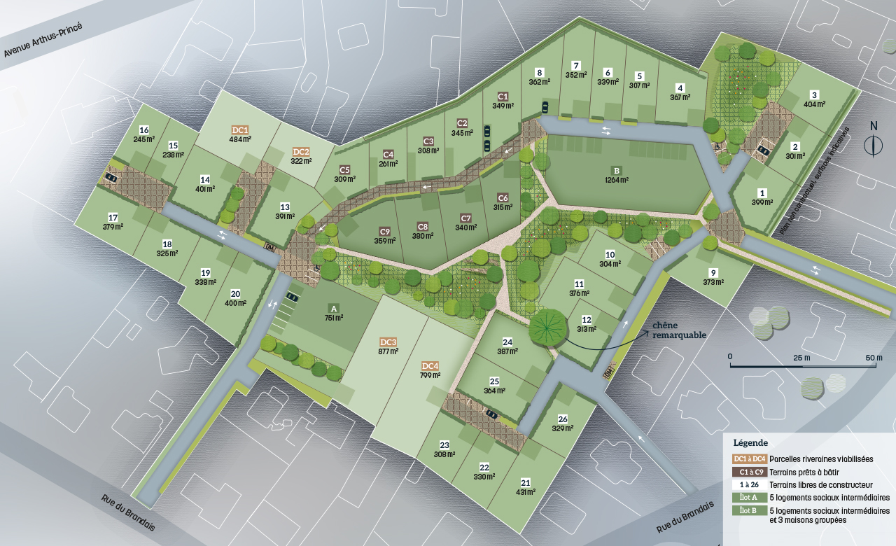 Terrains à vendre à Chaumes en Retz, plan de composition du lotissement Le Mesnil du Brandais