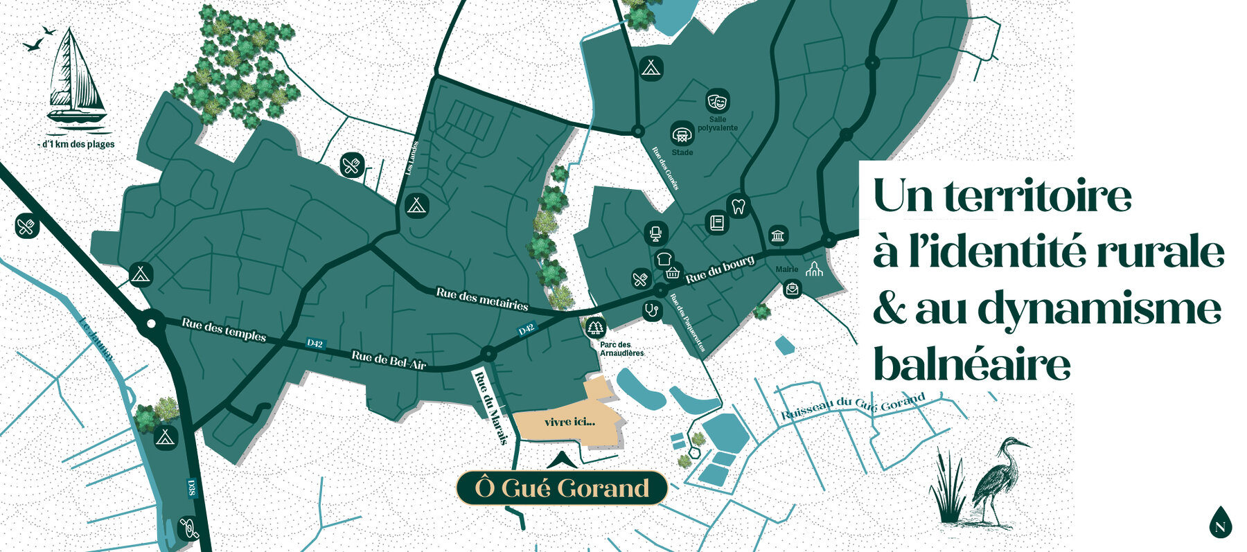 Terrains à vendre à Givrand, plan de situation du lotissement Ô Gué Gorand