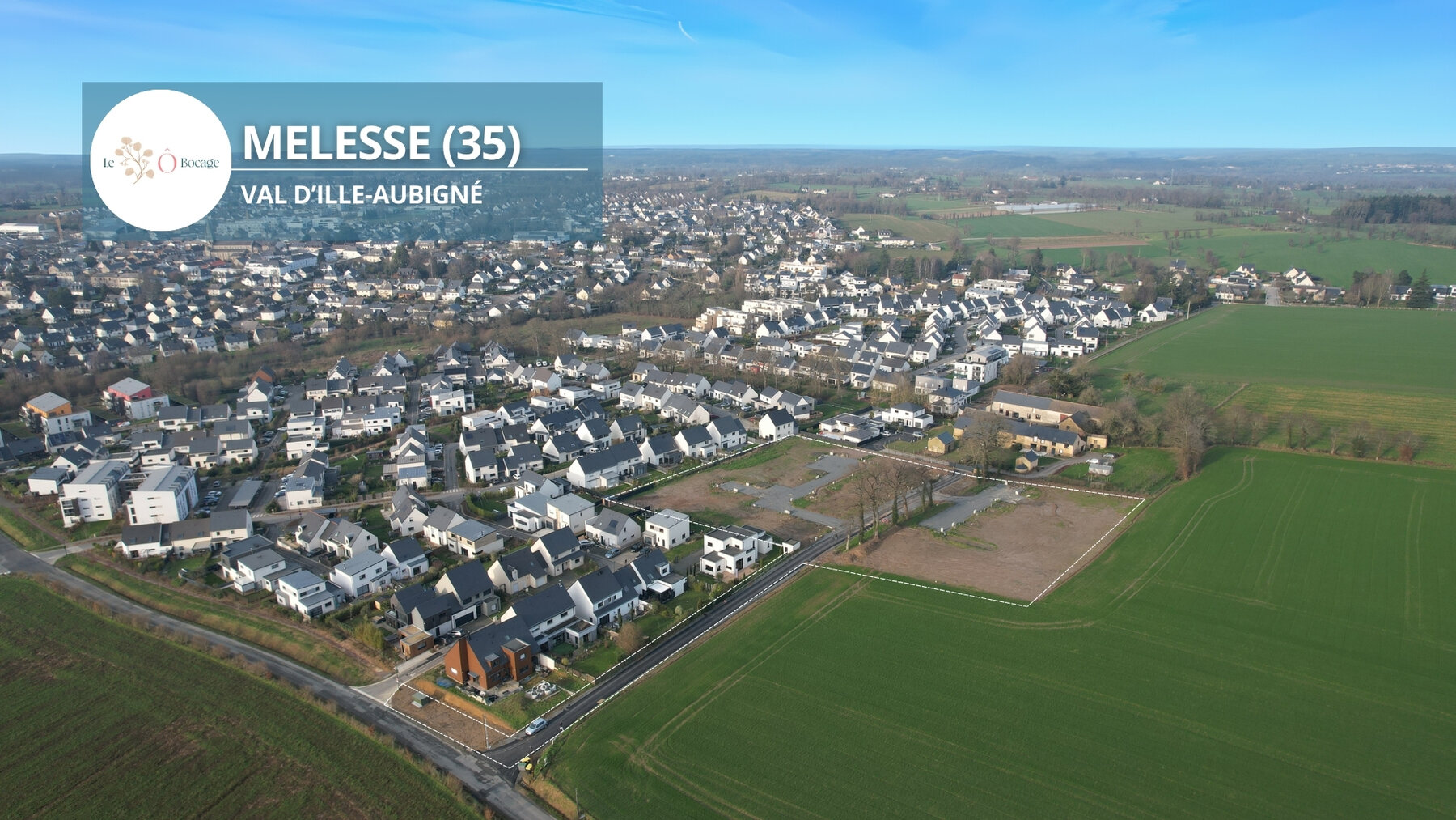 Terrains à vendre à MELESSE, vue aérienne du lotissement Ô Bocage