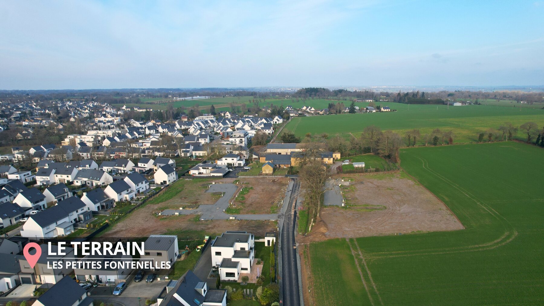 Terrains à vendre à MELESSE, vue aérienne du lotissement Ô Bocage