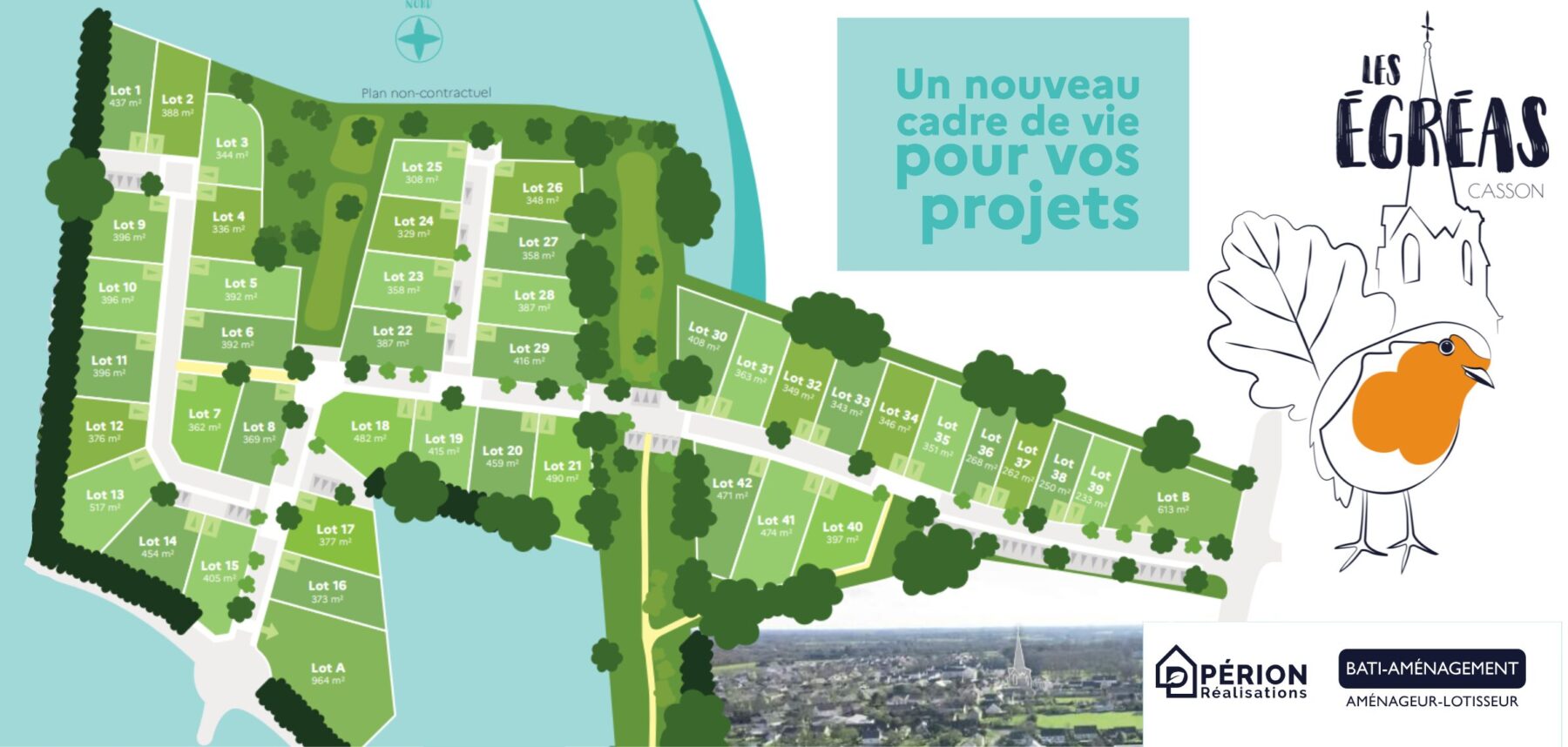 Plan de composition du lotissement les Égreas à CASSON (44)
