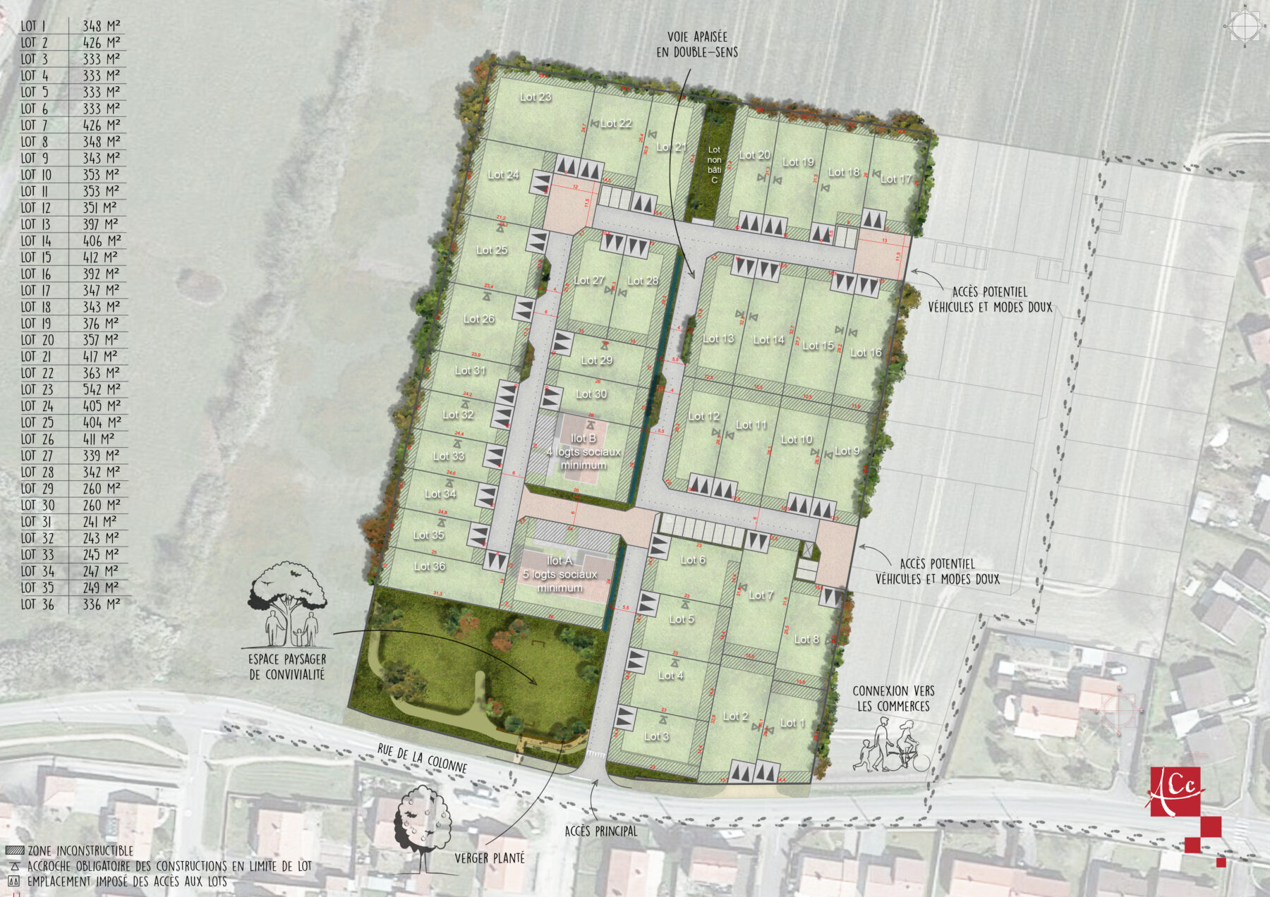 PLAN DU LOTISSEMENT LA CROIX RONDE A LEGE 44